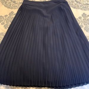 J Crew Navy Pleated Midi Skirt